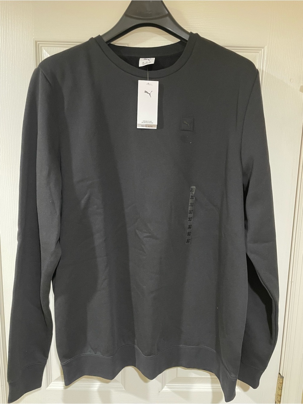Puma Men's Big & Tall 2XLT Black Crewneck Sweatshirt with Subtle Logo NWT